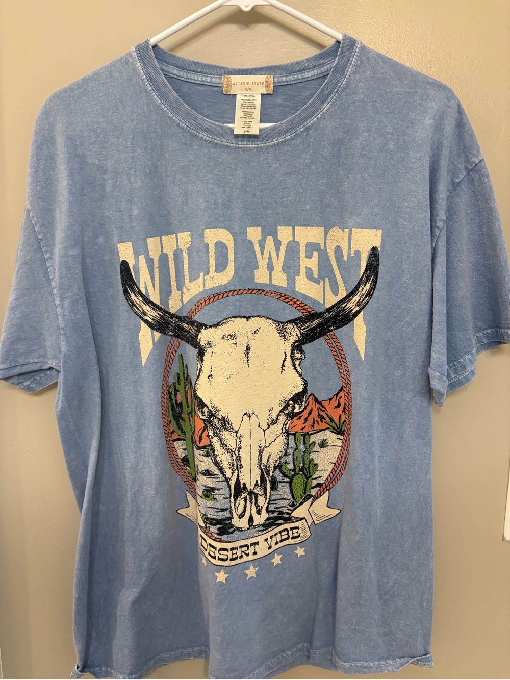 Women’s Vintage Blue "Wild West" Desert Vibe Graphic Tee